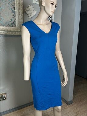 Catherine Malandrino V-Neck Midi Dress - Bright Blue